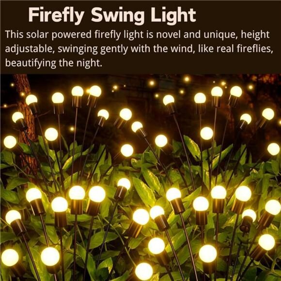 6 Pack Total 48 LED Solar Garden Lights Fairy Outdoor - Solar Firefly Lights - Picture 4 of 7
